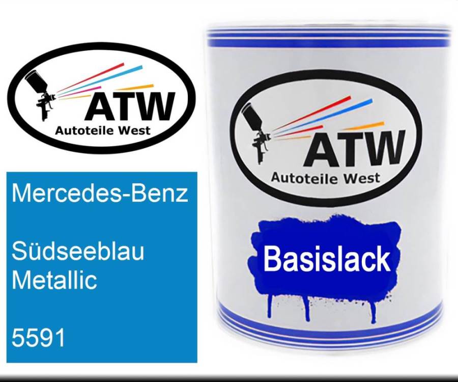 Mercedes-Benz, Südseeblau Metallic, 5591: 1L Lackdose, von ATW Autoteile West.